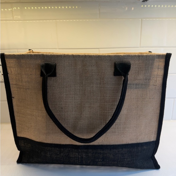 Monogrammed Jute Tote Bag – Black & Natural - Picture 5 of 6